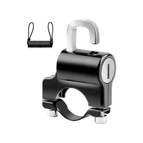 Candado para Casco de Moto con Llave, Bloqueo Antirrobo para Manillar 22mm-24mm (Incluye Cuerda de Seguridad) (1/4)