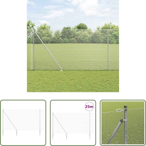 vidaXL Clôture en acier - Poteau de clôture. Argenté 25 x 1,6 m (maillage 12 x 12 mm) (1/5)