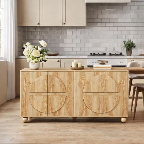 Sideboard 4 portes bois massif et MDF rangement modulable 160 x (1/5)
