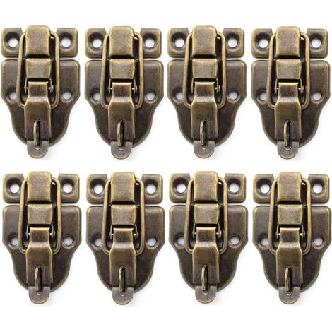 Lot de 8 loquet,bronze,fer plaqué laiton,trou pour cadenas,59x40mm,boîte à bijoux,armoire (1/3)