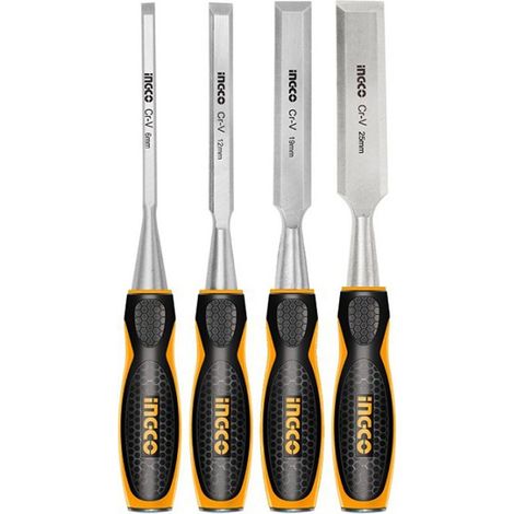 Scalpello professionale kit 4 scalpelli per legno con testa battente x falegname INGCO