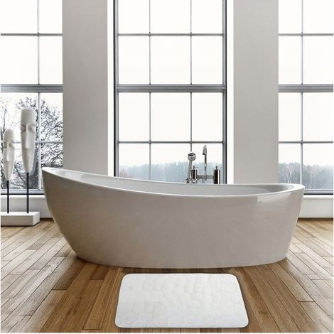 Tapis de bain Microfibre PEBBLE 40x60cm Blanc MSV