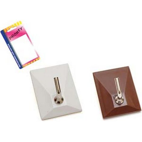 12BL GANCI ADESIVI IN PLASTICA 1 POSTO IN BLISTER - mm.30x40, marrone - in bl.2 pz.
