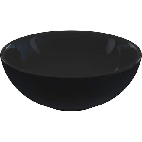 Lavabo noir brillant Ø28x10 cm céramique (1/5)