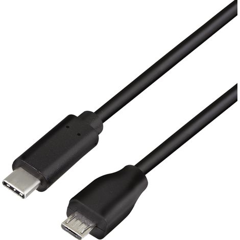 Câble USB-C vers micro USB 0,5 m LogiLink USB 2.0 C/M vers micro-USB/M 480 Mbps 3 A Noir Charge et synchronisation rapides (1/4)