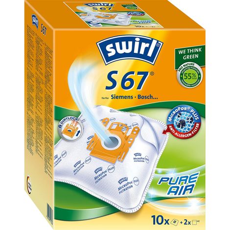 Swirl S67 Sacchetti per aspirapolvere Siemens e Bosch 10 pezzi + 2 filtri (1/4)
