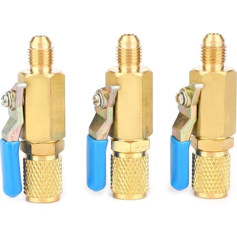 3 Pièces Soupape à Bille R12/R134/AR410 Adaptateur pour Réfrigérant Commutateur 1/4 SAE Mâle Femelle (1/4'' BV1414FM) (1/5)