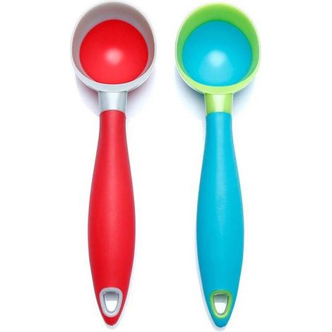Ensemble de 2 cuillères à crème, revêtement antiadhésif, résistant au gel, apte au contact alimentaire (PPR + caoutchouc), avec anneau de suspension, manche ergonomique, compatible lave-vaisselle (1/2)