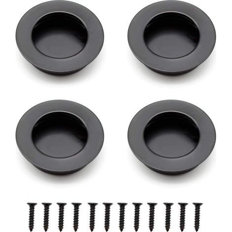 Poignée de porte coulissante encastrée noire en acier inoxydable – 40 mm – Haute résistance à la rouille – Installation facile pour meubles (1/5)