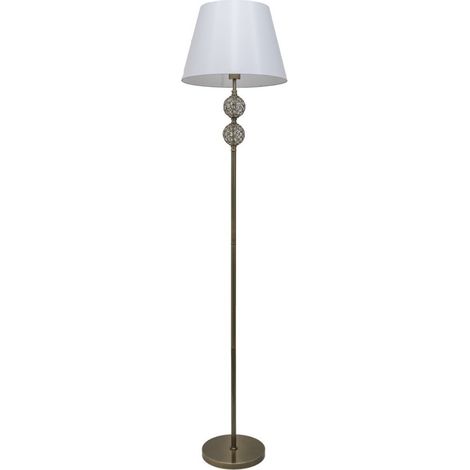 Pie de salón cuero bolas cristal copen pantalla blanca 1xE27 (1/3)