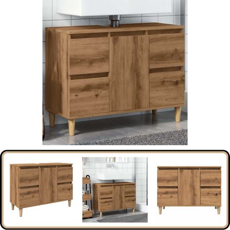 vidaXL Armoire d'évier chêne artisanal 80x33x60 cm bois d'ingénierie