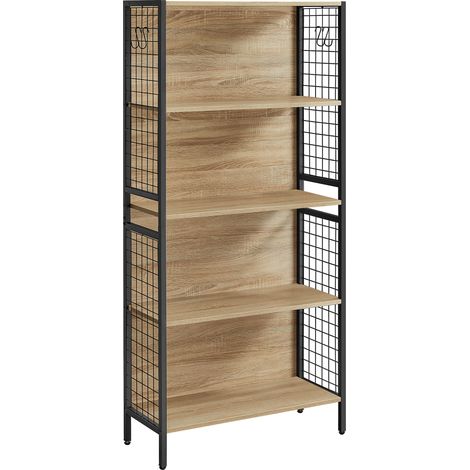Libreria Valora con 4 ripiani in rovere Sonoma e struttura in acciaio nero (1/5)
