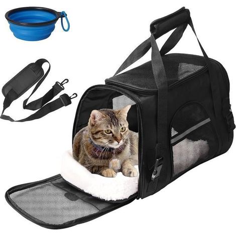 Sac de Transport - PZCC - Noir - 44x25x28 CM - Pour Chats et Chiens - Moins de 5 kg (1/4)