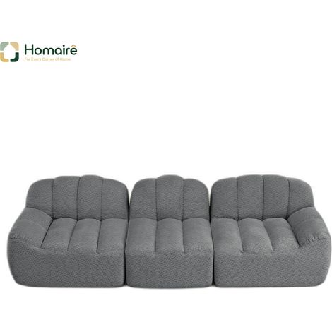 Canapé modulable en polaire gris avec accoudoirs 288 x 104 x 79 cm HOMAIRE (1/5)