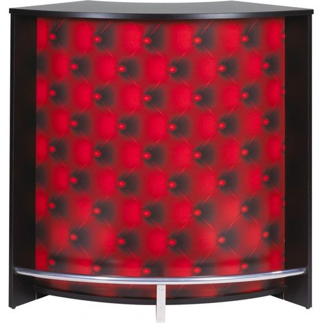 Meuble Comptoir Bar Noir 3 Niches Repose-Pieds Métal 106,9 x 104,8 x 53,3 cm - Coloris: Capitons Rouges 922 (1/3)