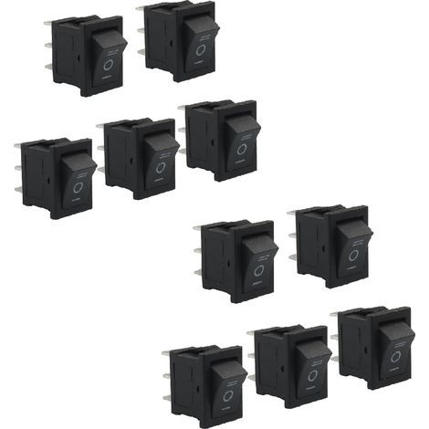 10Pcs KCD1 Rocker Switch, 3 Pin 3 Position Toggle Switch, for Household Appliances Industrial Equipment (Black) (1/5)