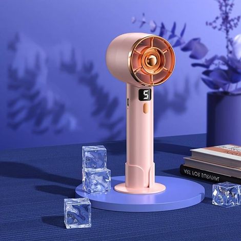 Mini ventilatore portatile con display digitale, piccolo ventilatore a mano, funzione di ricarica USB, estremamente silenzioso, ventilatore potente - Crezuo