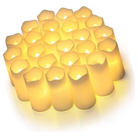 BUNTHAUS 24 Pièces Bougies LED électriques sans Flamme Vacillante électrique Fausse Bougie en Plastique Composants électroniques Ensemble de Lumière de thé (1/5)