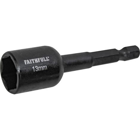 Faithfull Magnetic Impact Nut Driver 13mm (1/4 inch Hex) for Secure Fastening and Easy Handling