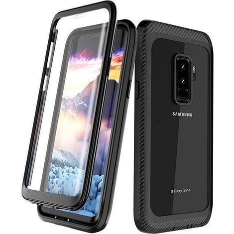 Funda para Samsung Galaxy S9+ Plus, resistente a golpes, con lámina, negra. (1/5)