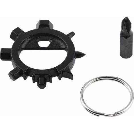 12-en-1 Outil Multifonction Flocon de Neige, Tournevis Porte-clés en Acier Inoxydable, ouvre-Bouteille, Gadgets Portables et Outil Quotidien pour L'Aventure de Camping en Plein air(Noir)
