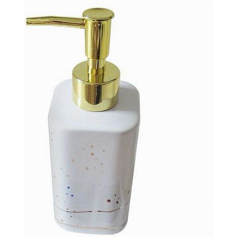 Cleafe - Dispenser Per Sapone Liquido Accessorio Bagno Arredo Bianco Oro Macchiato 59882 - (1/3)