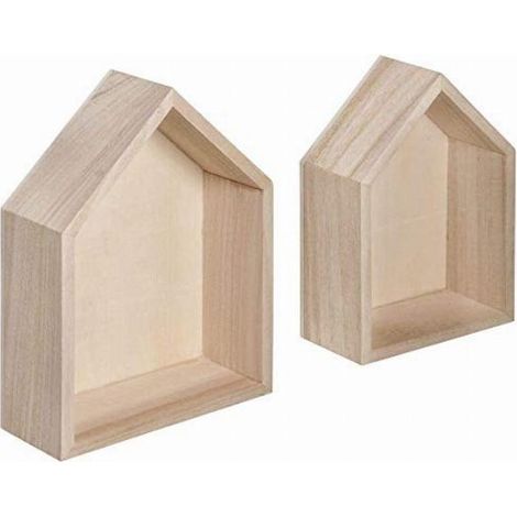 Rayher Cornici Decoro Casette In Legno, Set da 2 Pezzi, Legno di Pioppo Naturale, 14 x 10 x 4cm + 12.5 x 8.5 x 4 cm, da Personalizzare e Colorare, 62696000 (1/4)