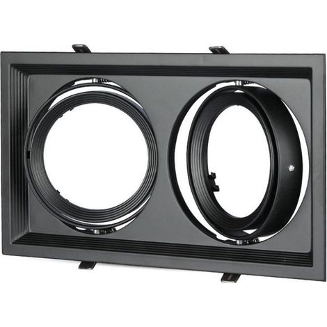 Carcassa Plafoniera Da Incasso Orientabile Rettangolare Per 2 Posti Lampade Led AR111 Cornice Bianco SKU-3582