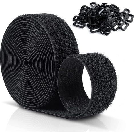 Wiederverwendbare Klett-Kabelbinder 10 x 20 mm, verstellbare Kabelbinder mit 50 Kunststoffschlaufen, schnittfeste schwarze Nylon-Klett-Kabelbinder (1/5)