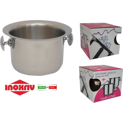 Secchiello per ghiaccio bottiglie champagne glamour pom in acciaio inox rivadossi