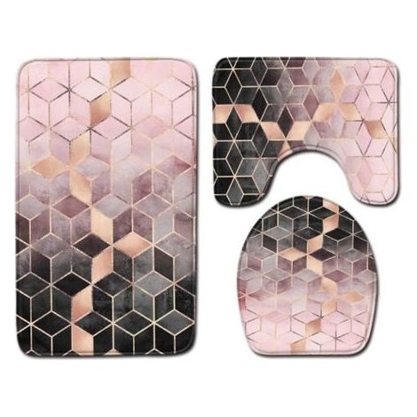 Set of 3 Non-Slip Bath Mats - U-Shaped Bathroom and Foot Bath Mats by