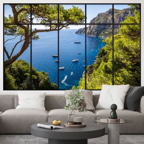 Stickers Trompe l'oeil fenêtre verrière - Vue Mer - 60 x 95 cm (1/5)