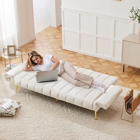 Sofá cama plegable moderno con patas de apoyo, función de cama, tapizado en terciopelo, ideal para sala de estar, dormitorio, sala de cine en casa o habitación de invitados. Vídeo disponible [sku anti