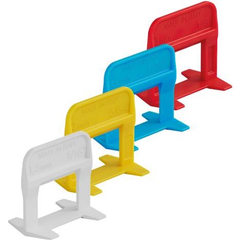 BASE LIVELLANTE CON FERITOIA PER CUNEO 'RLS EVO'  H. mm 12 - fuga 1,5 mm - cf. 250 pz - col.bianco