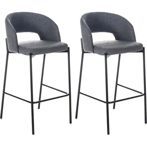Set 2 Sgabelli 52x50x89 cm in Tessuto Greta Grigio (1/5)