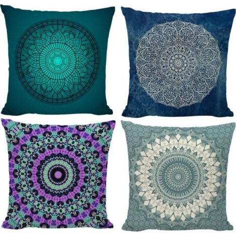 Housse de coussin - - Mandala - 45 x 45 cm - Lot de 4 - 100% lin (1/5)