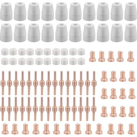 100 Pièces PT31 Consommables Plasma Decoupeur Plasma Parkside Cut 30 40 50 Consommables de Découpeuse Accessoire Decoupeur Electrode Tip Buse