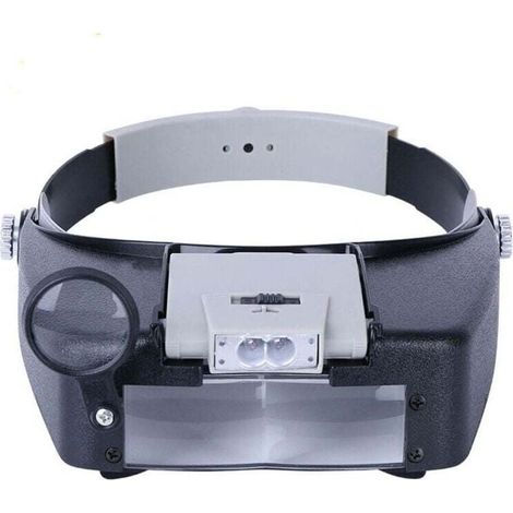 Bandeau Loupe Horloger Mains Libres Loupe avec Lumière Casque Loupe Grossissante avec LED Lumière, pour Horloger, Bijoutier, Lecture (1/4)