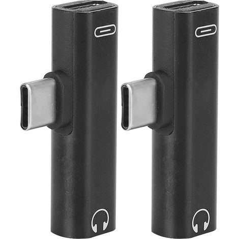 2-in-1-Audiokabel (Typ C auf 3,5 mm) mit Kopfhörerladegerät und Verteileradapter (schwarz) (1/5)