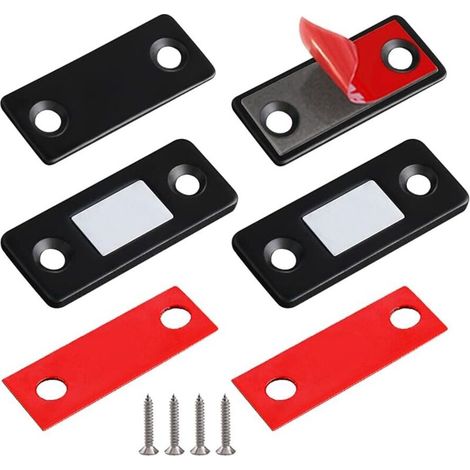 Cierre magnético para puerta, paquete de 2 unidades, cierre magnético delgado de acero inoxidable para armarios y cocinas, color negro-crezuo