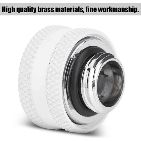 Lot de 4 raccords à compression pour refroidissement par eau, compatibles avec les tubes en acrylique rigide de diamètre extérieur 16 mm (blanc). (1/5)