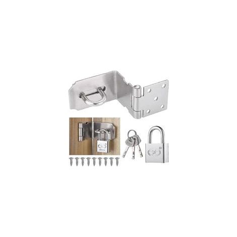 Verrou angulaire en acier inoxydable 90° avec serrure intégrée – Serrure robuste pour portes en bois, fenêtres, armoires, portails et garage – Fixation facile avec vis incluses (1/4)