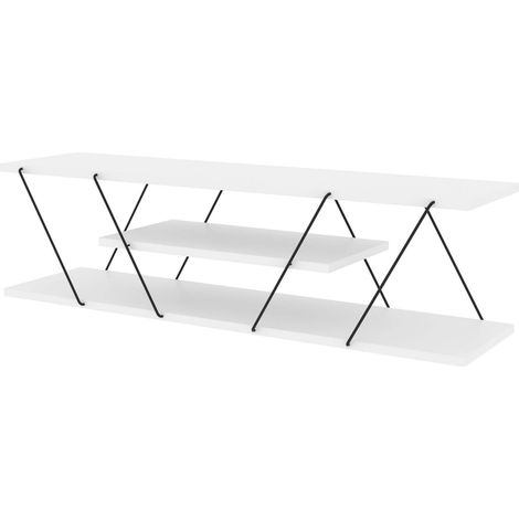 Meuble TV en bois "April" - 120 x 30 x 33 cm - Blanc