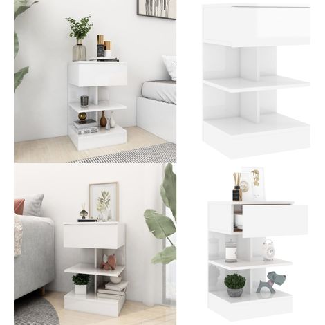 Nachttisch Hochglanz-Weiß 40x35x65 cm Holzwerkstoff - Nachttisch - Wohnzimmer Dekoration - Weißer Nachttisch - Holzwerkstoff Nachttisch - Kommode - Home & Living (1/5)