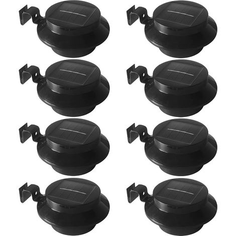 Lampes de Gouttière Énergie Solaire IP55 Lumière Solaire Étanche pour Terrasse Extérieure, Auto on/off Éclairage D'ambiance à LED pour Cour/Jardin/Balcon/Porche, Lot de 8 (1/5)