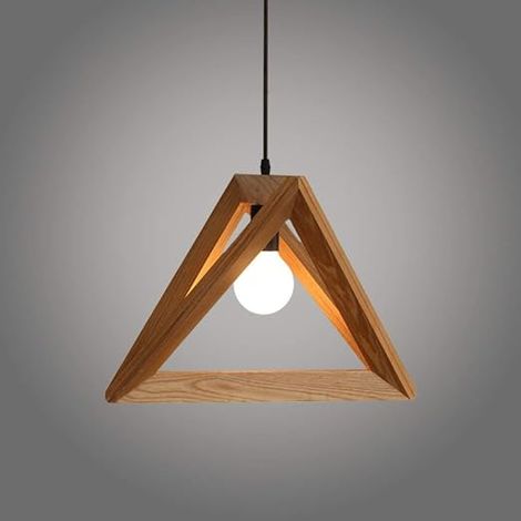 Suspension Luminaire Triangle Bois 30cm Lustre Corde Ajustable Salle à Manger Chambre (1/5)