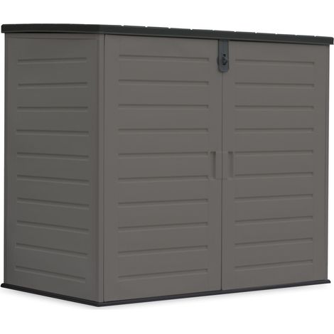Wasabi – Armoire de jardin en résine 1170 L – Dimensions 140x82x124 cm – Capot supérieur et double porte – Plancher anti humidité