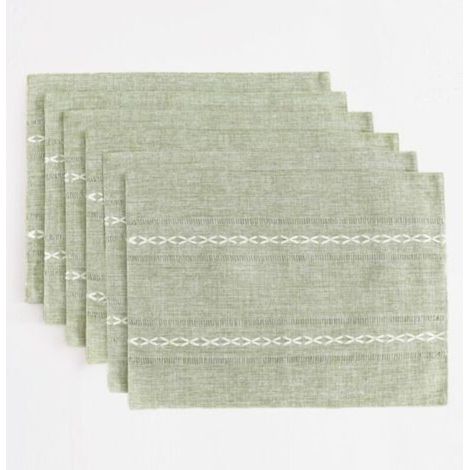 Sets de table en coton et lin, 30 x 45 cm, lot de 6, ourlets rustiques pour table de cuisine, résistants à la chaleur, vert sauge (1/4)