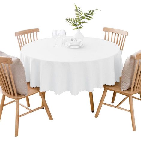 Nappe ronde Coton Lin 240cm Blanc Anti-taches Intérieur & Extérieur