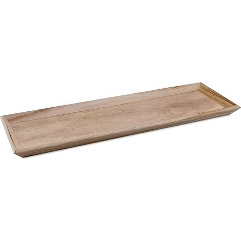 Holz Deko Tablett rechteckig klein - 49 x 16 cm - Kerzentablett natur mit schrägem Rand